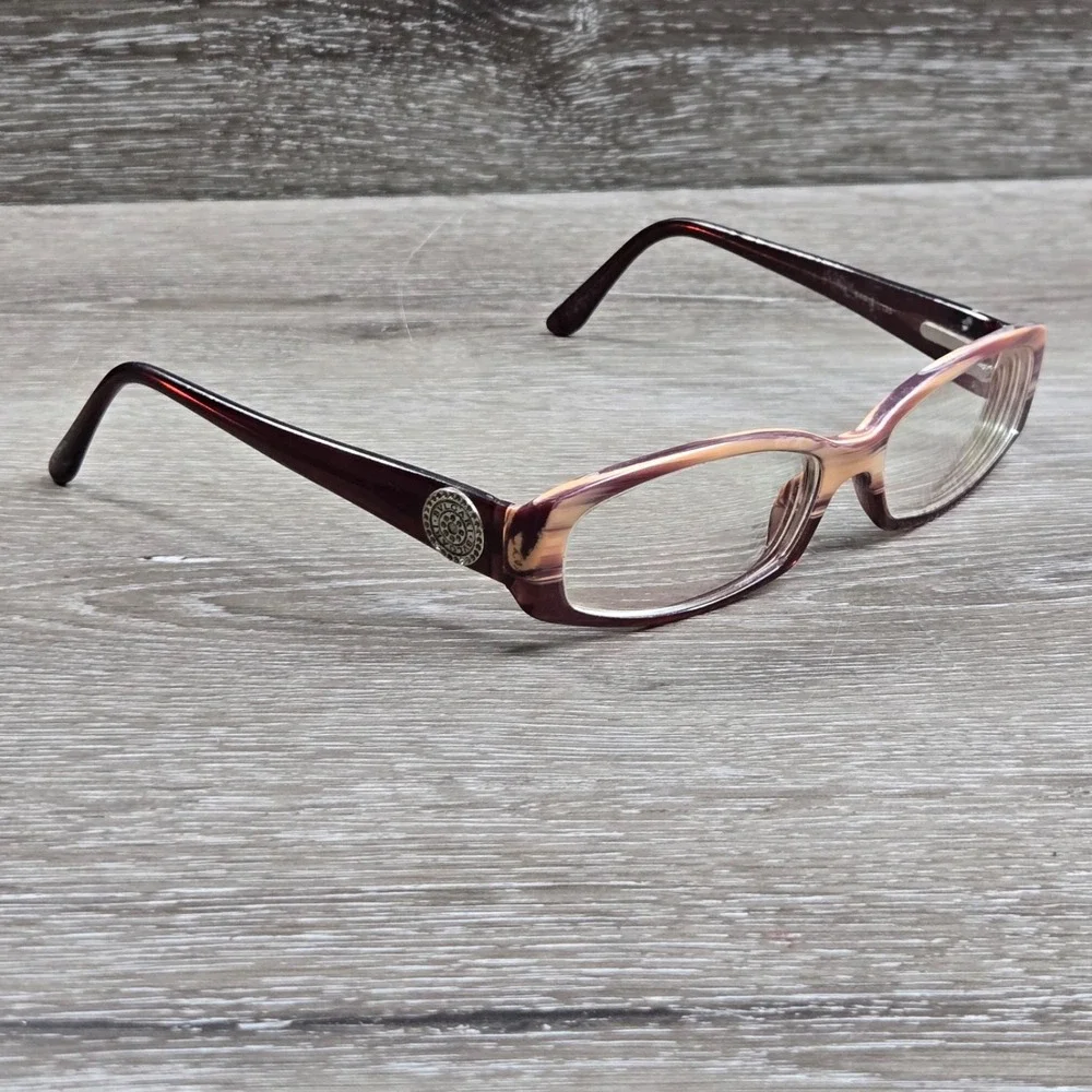 Bvlgari 458-B 778 Burgundy Swirl Crystal Medallion Eyeglass Italy Frame only